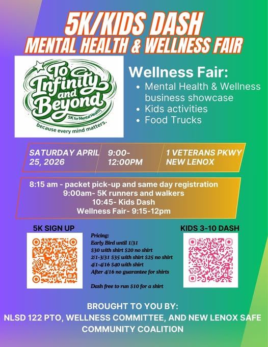 NLSD122 PTO 5k for Mental Health and Wellness Fair Flier