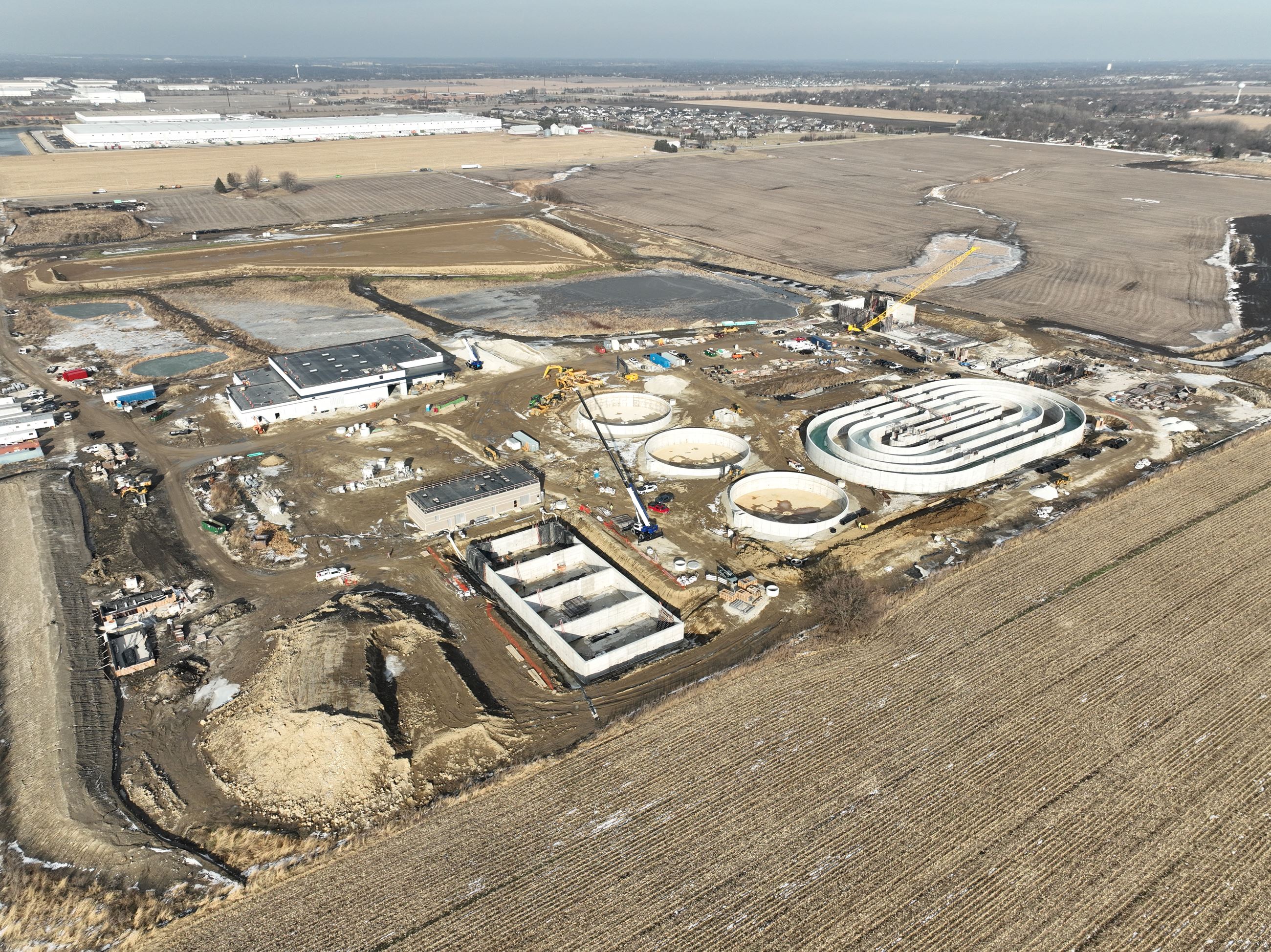 Aerial Image of the Sewer Plant construction site in April of 2025