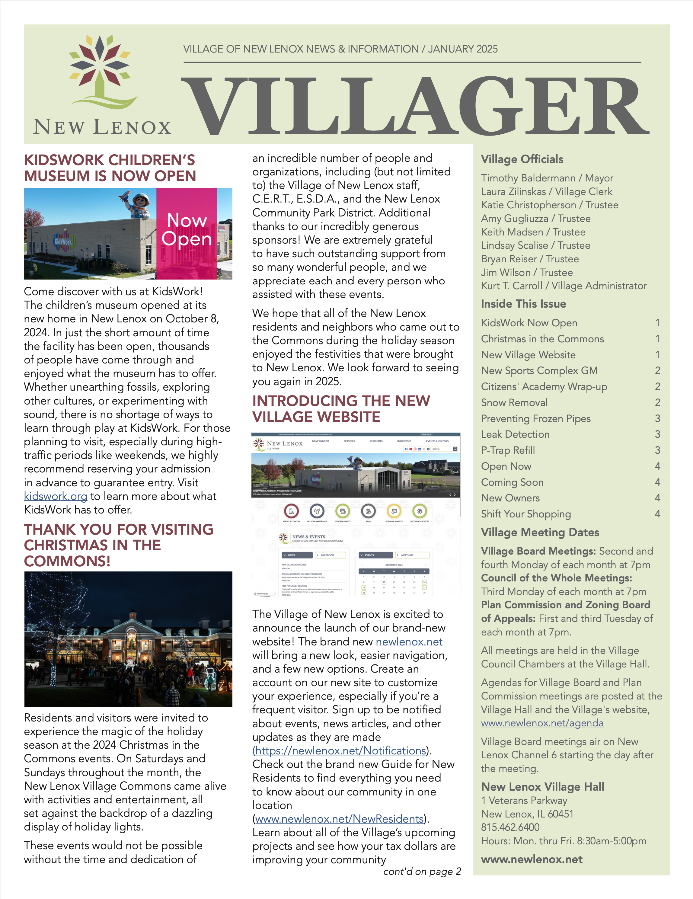 Villager Newsletter Page 1